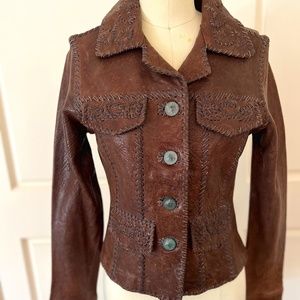 Original one of a kind handcrafted leather jacket. size 6 small/medium.